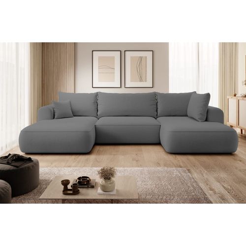 Canapé D'angle Convertible 4 Places En Velours Gris Foncé