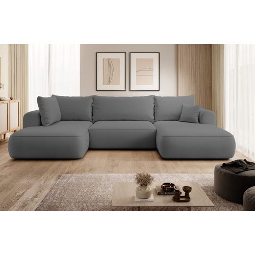 Canapé D'angle 4 Places En Velours Gris Foncé