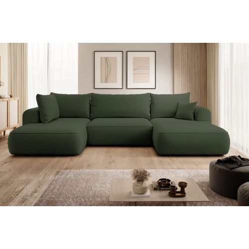 Canapé D'angle 4 Places En Velours Olive