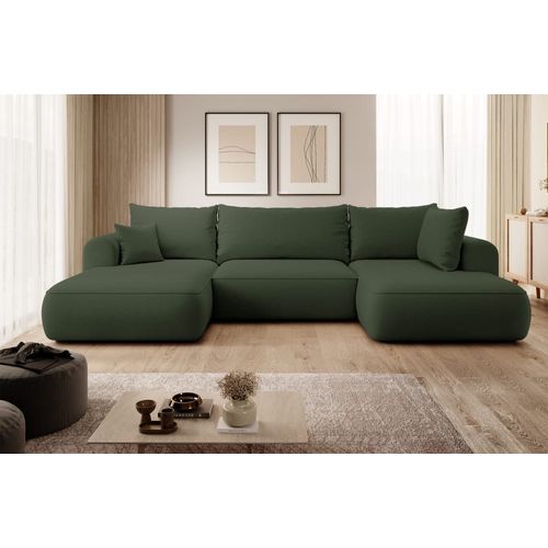 Canapé D'angle 4 Places En Velours Olive