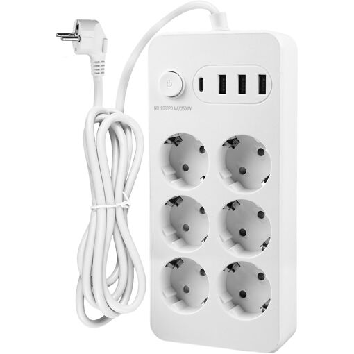 Multiprise Usb Avec Interrupteur, Adaptateur De Prise 6 Prises, Pri...