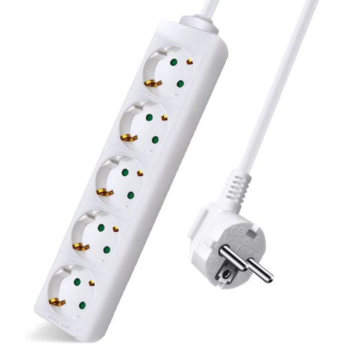 Multiprise Avec 5 Prises De Courant (Câble De 5 M, Sans Interrupteur) Blanc