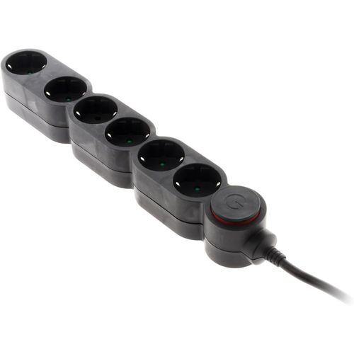 , Multiprise Schuko 6X16A Avec Interrupteur, Câble 1,5M, Noir, Puissance 3680W Sous 230V, Protection Enfants, Câblage Ho5Vv-F 3G1,5Mm², Idéal Pour Appareils Exigeants, Sécurité Et Praticité