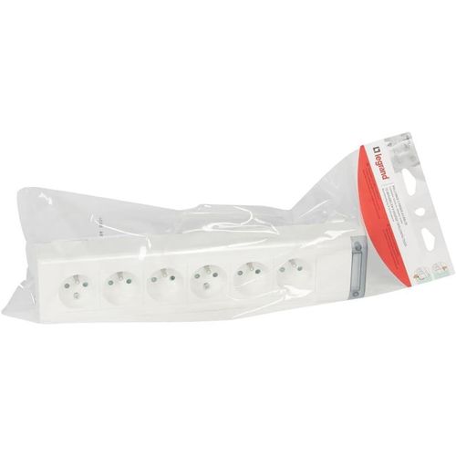 - Rallonge Multiprise 16A/230V À Câbler - Fixation Au Mur - 6 Prises De Courant Avec Terre - Longueur 343 Mm - Fabriqué En France - Blanc