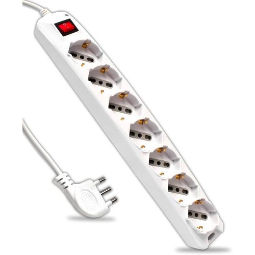 Bloc Multiprise Électrique Avec Interrupteur Et Câble De 1,5 M ¿ 7 Prises 10/16 A Bipasso + Shuko ¿ Prise 16 A ¿ Prise Électrique Pour Maison, Bureau, Magasin ¿ Couleur Blanche