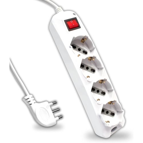 Bloc Multiprise Électrique Avec Interrupteur Et Câble De 1,5 M ¿ 4 Prises 10/16 A Bipasso + Shuko ¿ Prise 16 A ¿ Prise Électrique Pour Maison, Bureau, Magasin ¿ Couleur Blanche