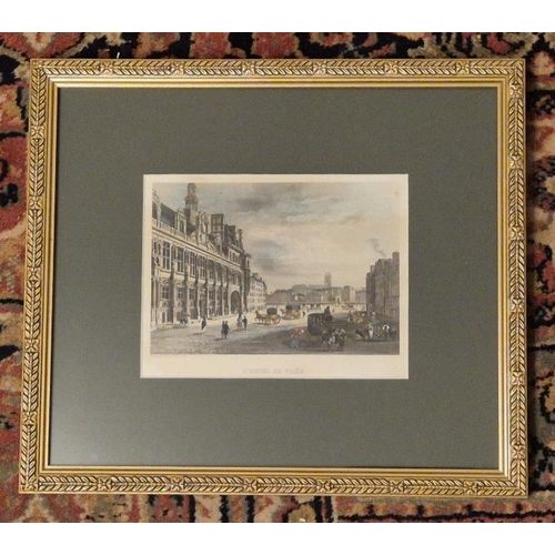 Gravure Ancienne Hôtel De Ville De Paris (Encadrée) - 29 X 26 Cm - Voir Photo -