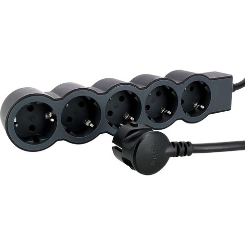 , Multiprise Plate 694564 - 5 Prises - Longueur Du Câble : 3 M - Noir/Gris Foncé
