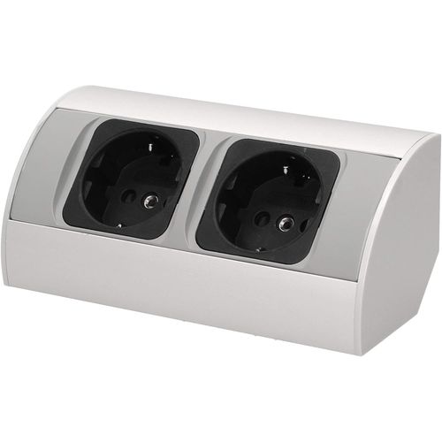 Ae-1303/B(Gs) Multiprise Electrique Idéal Pour Cuisine, Bureau Et Plan De Travail, Montage En Saillie À 45°, 3680W, Prise Allemande (Schuko)