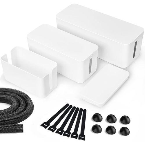 Boîte Cache Câble, Lot De 3 Boite Rangement Cable, Cache Multiprise - Boite Rangement Pour Cables Chargeurs Et Multiprises -Boitier Cache Câbles- Boite Multiprise- Boite Cache Multiprise,Blanc