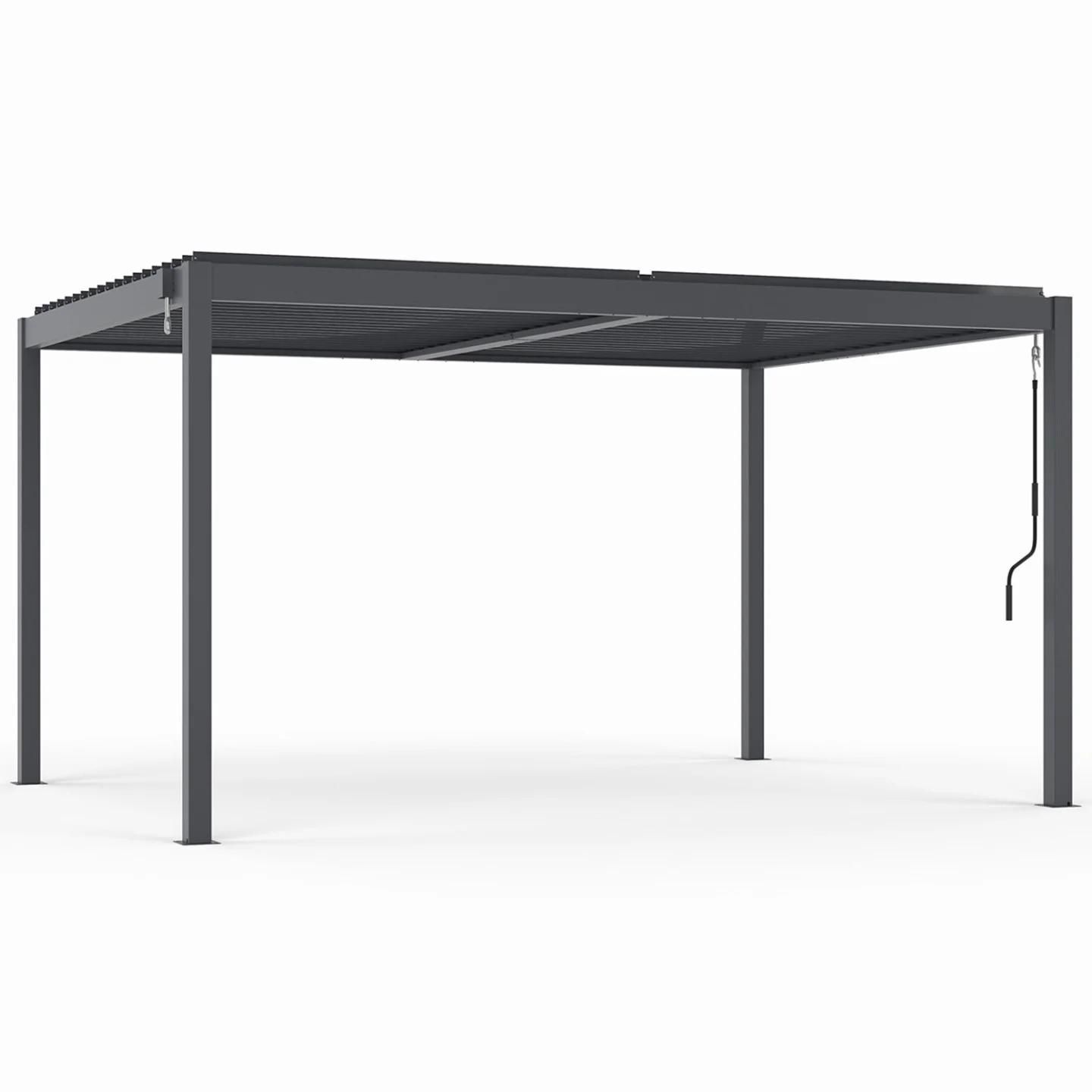 Pergola bioclimatique lames orientables 3x4M aluminium gris anthracite