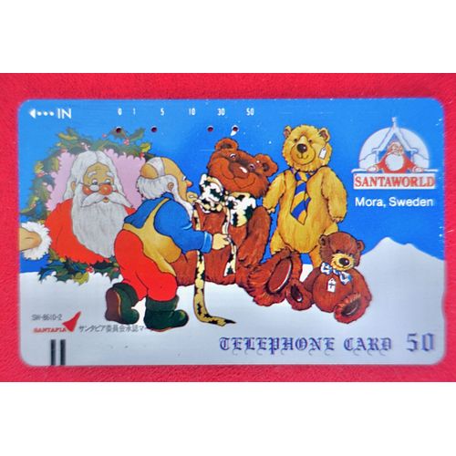 Télécarte Privee Japon "110-011" Père Noël Et Les Ours . Mora, Suède. Santaworld.
