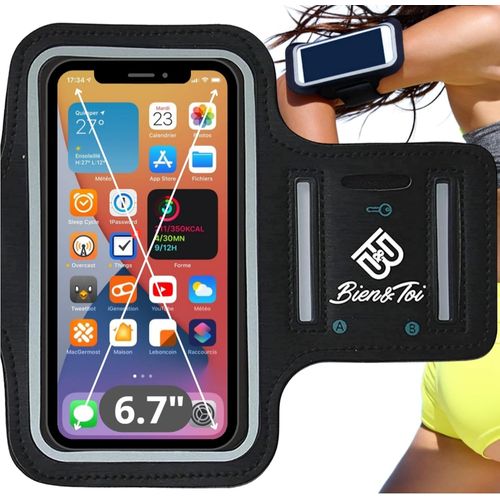Kal-Brassard Smartphone Taillexl/Iphone14,13,12,11pro/Promax/11/Xr/6splus,Xsmax Samsungs23,S22,S21,S20/S20fe/A52/A72/S21/Note20/S8 Étui De Sport Pour Téléphone Portable Jusqu'à 6.7"" Noir 6,7"" Xl