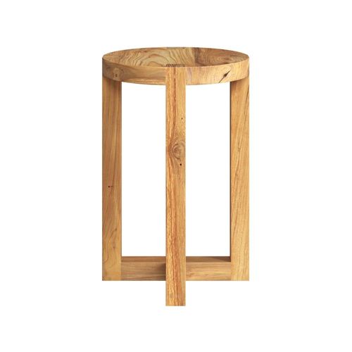 Tabouret Rond En Bois De Teck Recyclé H45,5 Cm