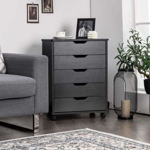 Caisson De Bureau À Roulettes Noir 50x42x67cm