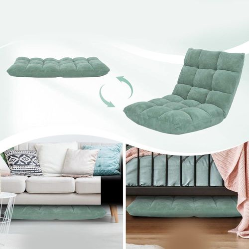 Coussin De Sol Avec Dossier Inclinaison Réglable Vert 105x56x15cm