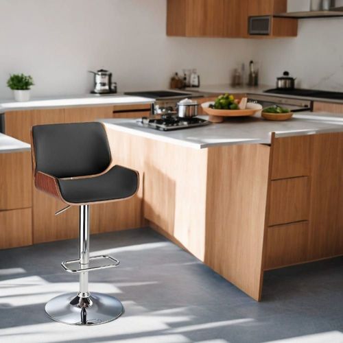 Chaise De Bar Design - Pivotant - Hauteur Réglable - Effet Bois