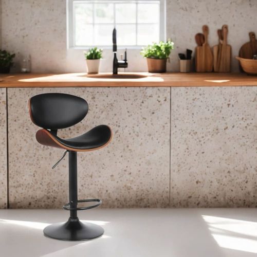 Chaise De Bar Design - Pivotant - Hauteur Réglable - Effet Bois