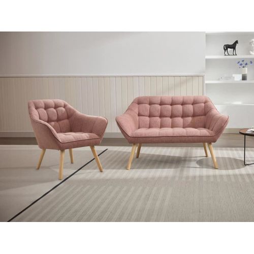 Ensemble Canapé Fauteuil Fixe 3 Places Rose