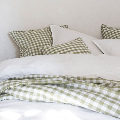 Plaid Matelassé En Coton Et Lin 110x230cm Sauge