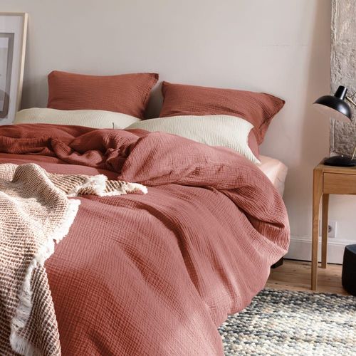 Housse De Couette En Gaze De Coton 260x240cm Rouge Sienne