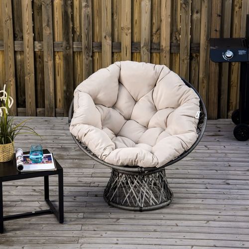 Fauteuil Papasan Pivotant Grand Confort Ø 97 X 90h Cm Crème