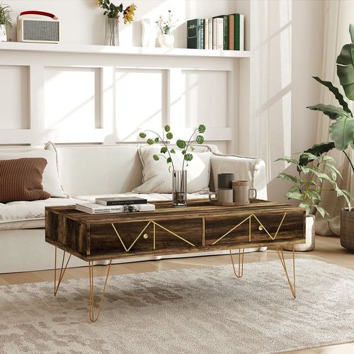 Table Basse En Bois 110l X 59l X 42h Cm Brun