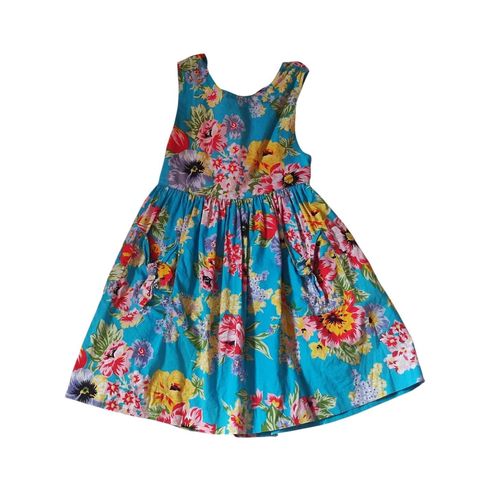 Robe Bleu Fleurie Vintage 7ans
