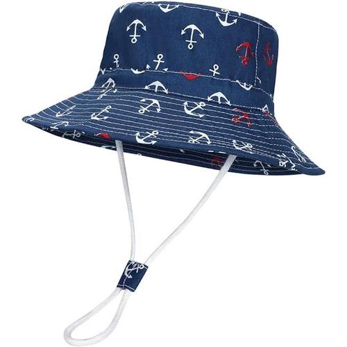 Bleu - 1pc Baby Sun Hat Bob Sun Protection Girls Boys Adjustable Summer Beach Hat