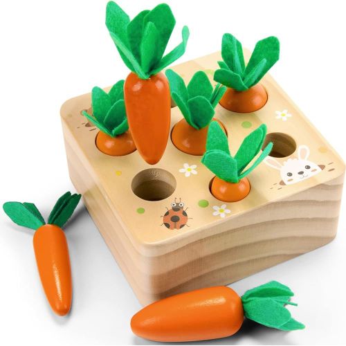 Jouets Montessori Pour 1 An, Jeux Éducatifs Montessori Pour Les Bébés De 12 À 36 Mois, Carottes En Bois, Jeux De Tri, Récolte De Carottes, Cadeau D'anniversaire De Noël Pour Garçons Et Filles.
