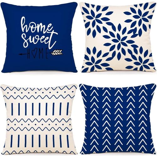 Bleu - Sans Taie D'oreiller, 45x45cm, Set De 4 Housses De Coussin Décoratives Housses De Coussin De Canapé Décoratives Housses De Coussin De Canapé En Lin Housses De Coussin D'extérieur Décoratives Ch