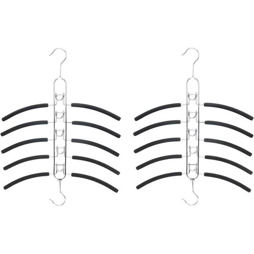 Lot de 2 cintres en métal 5 en 1 multi-couches pour vêtements - Multifonctions - Économie d'espace - Revêtement en mousse antidérapant - Amovible - Pour chemises, pulls, costumes, vestes