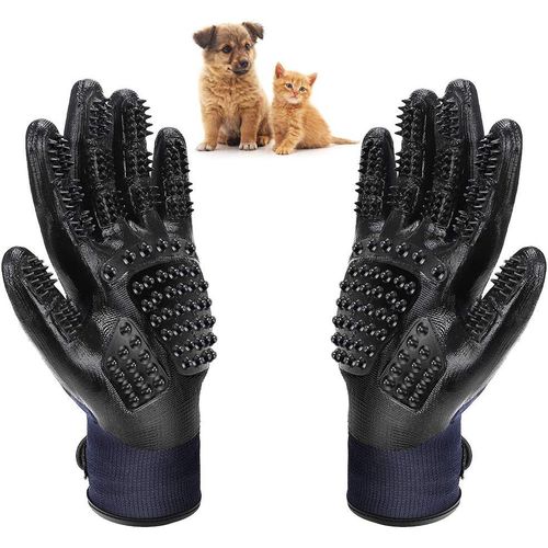 Gant De Toilettage Massage Chien Chat Brosse De Nettoyage Bain Animaux Peigne De Massage Epilateur Poils Cheveux Longs Courts En Caoutchouc - 1paire
