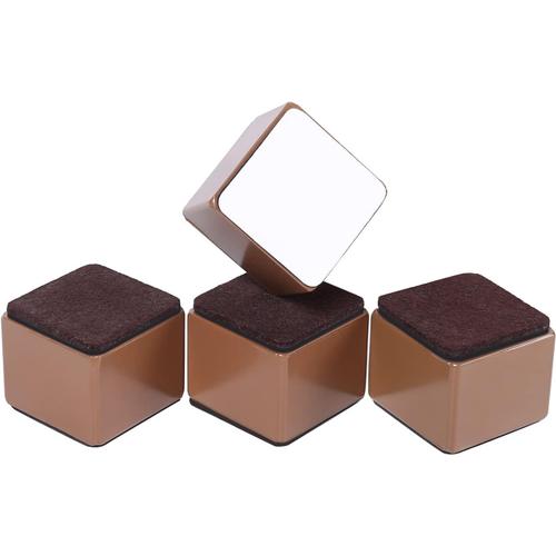 60*60*50mm Square Booster Cushion Brown 1*4 Steel Furniture Holders, Heavy Duty Bed And Table Leg Holders, 4 Furniture Holders For Sofa's Bed Furniture Legs