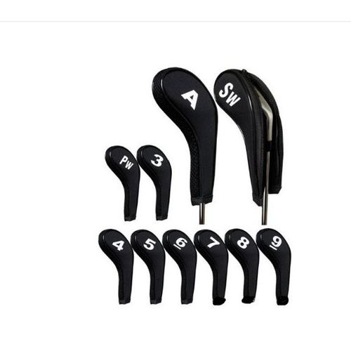 Noir - 12 Pcs Golf Head Covers Golf Club Protection Avec Golf Head Covers, Long Neck Number Printing Et 1 Golf Club Brush