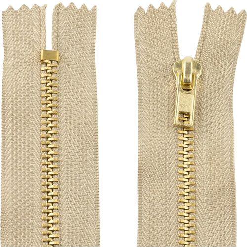 2 X 15cm Zips Métalliques Non Détachables - Zips - Beige - Kit De Couture Maroquinerie Jupes Robes Pantalons Produits Ménagers