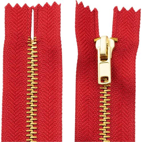 2 X 15cm Zips Métalliques Non Détachables - Zips - Rouge - Kit De Couture Maroquinerie Jupes Robes Pantalons Accessoires Vestimentaires