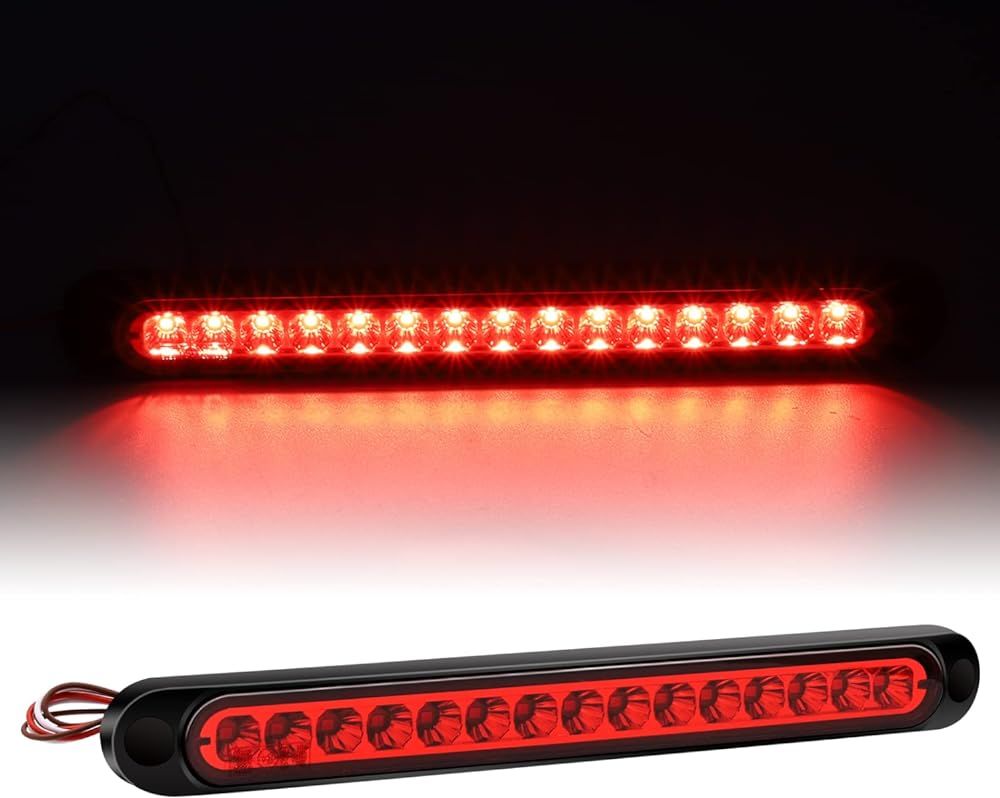 1pcs Rouge Led Troisième Feu Stop Universel 12v 24v Camion Feu Arrière 15led Étanche Feu Stop Supplémentaire Pour Voiture Remorque Bus Camion Bateau Rv