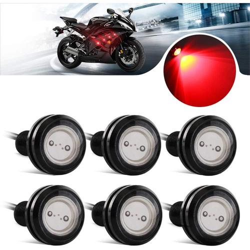 Lot De 6 Phares Antibrouillard Led Haute Puissance Rouge 23 Mm Hawkeye Feux De Circulation Diurnes Voiture Moto Dégagement Feux De Gabarit