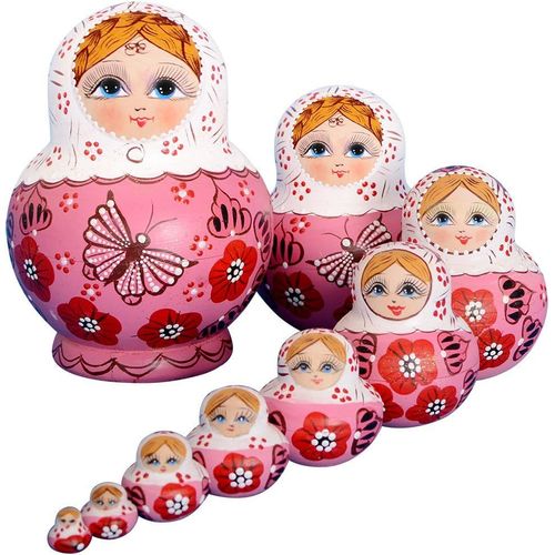 Marque De Poupées Gigognes (Matriochkas), 10pièces, Poupées Gigognes Russes, Fabrication Manuelle, Tilleul Boréale, Cadeaux, Jouets?