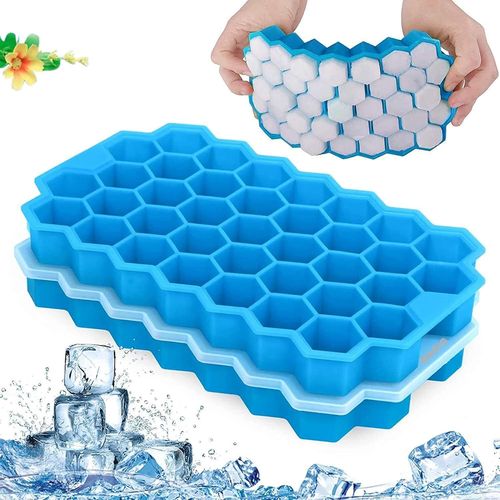 Bacs À Glaçons Avec Couvercles, Paquet De 2 74 Glaçons Gel De Silice Flexible Et Sans Bpa, Moules À Glaçons Pour Boissons Fraîches, Whisky Et Cocktails