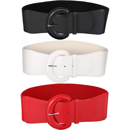 3 Pièces Ceinture Fine Femme Ceinture Élastique Mince Pour Robe, 3 Couleurs