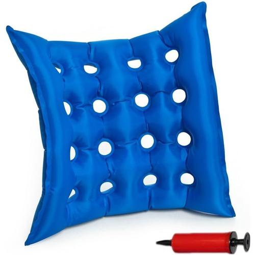 Matelas Médical Gonflable En Pvc Coussin Mobilité Gonflable Anti-Escarres Tapis De Siège Pour Une Utilisation Assise Prolongée Pour Chaise Roulante Avec Pompe Gratuite 40 X 40 Cm Bleu