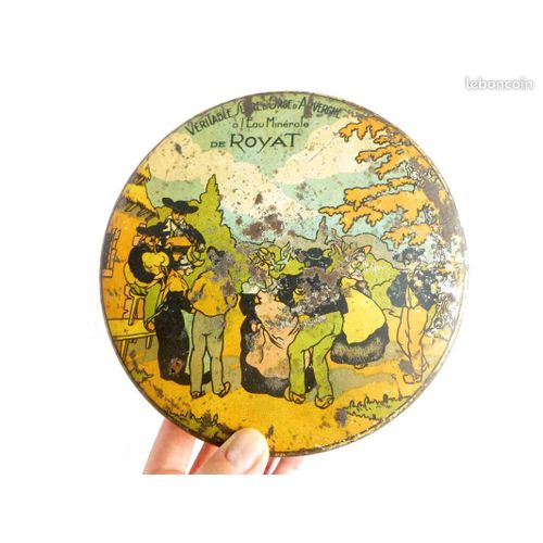 Ancienne Boîte Royat Métal Folklore Auvergne Tôle