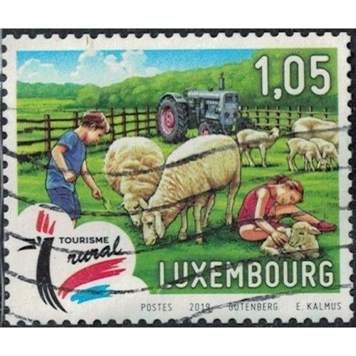 Luxembourg 2019 Oblitéré Used Scène Champêtre Enfants Caressant Les Moutons Y&t Lu 1519 Su