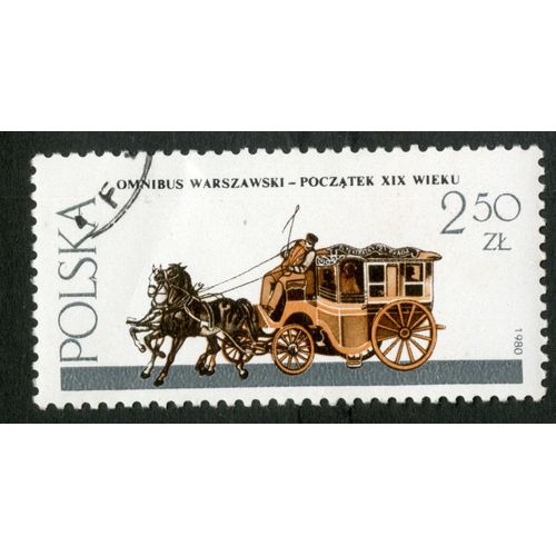 Timbre Oblitéré Polska, Omnibus Warszawski - Poczatek Xix Wieku, 1980, 2.50 Zl