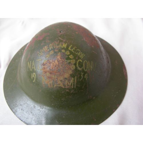 Ww2 Us Prewar Casque M17 Américain Miniature Souvenir De Convention Légion Américaine A Miami