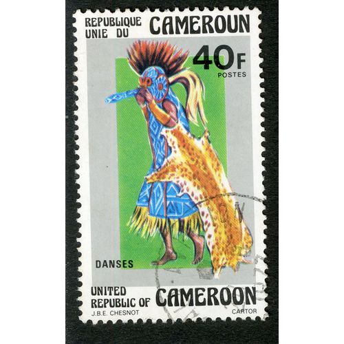 Timbre Oblitéré République Unie Du Cameroun, Danses, Postes 40 F