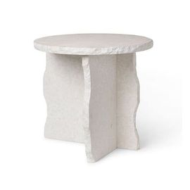 Ferm Living - Table Mineral Sculptural 52 X 52 Cm - Marbre Blanc Curia, Blanc - Beige