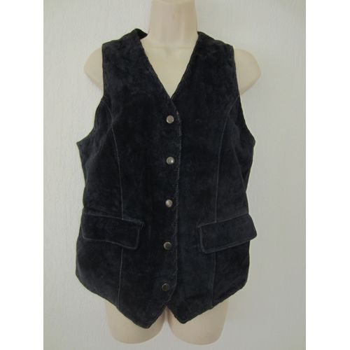 Gilet Bleu En Croûte De Cuir T 40